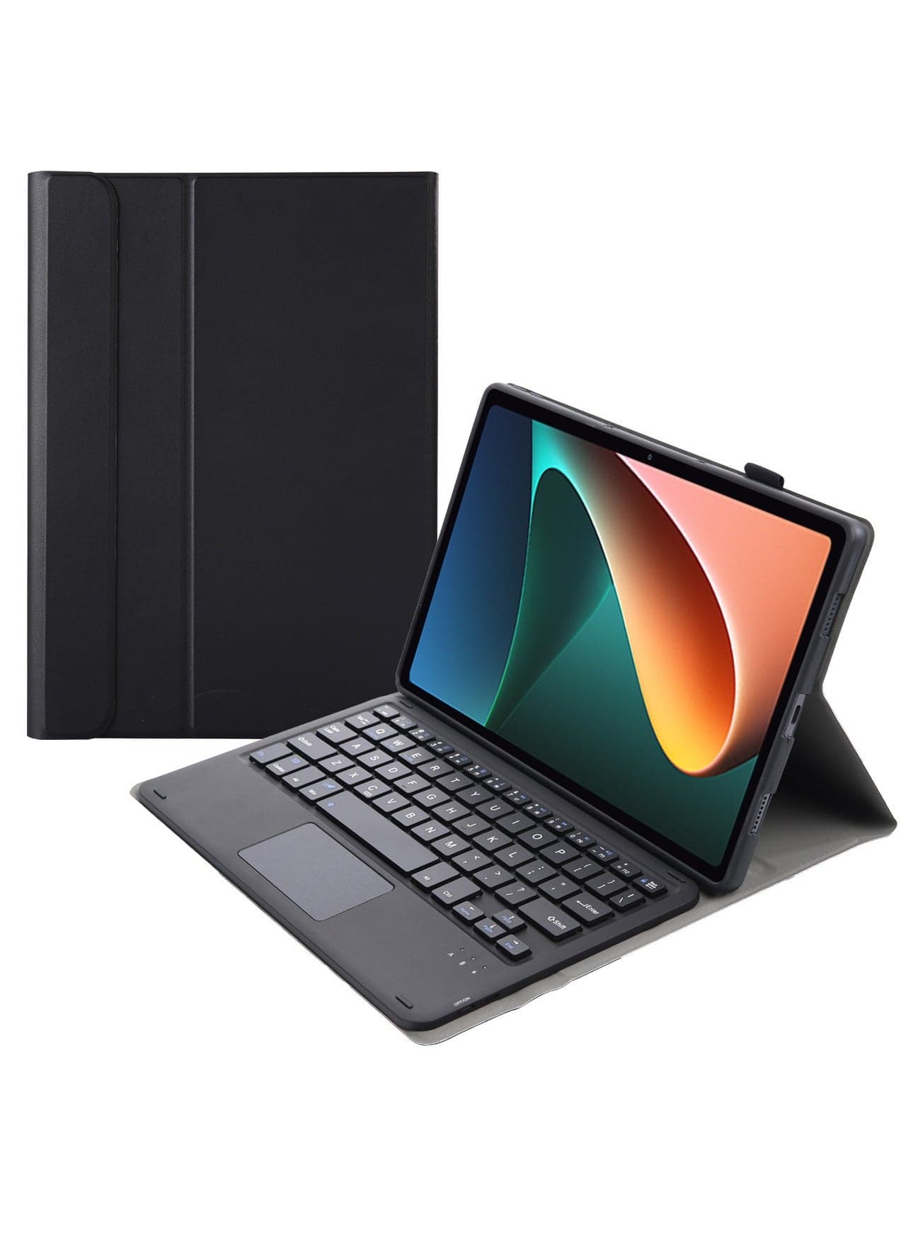 Arabic and English Keyboard Case for Xiaomi Redmi Pad SE 11inch, Detachable Touchpad Keyboard Case with Pen Holder Retro Round Key Cute Color Keyboard