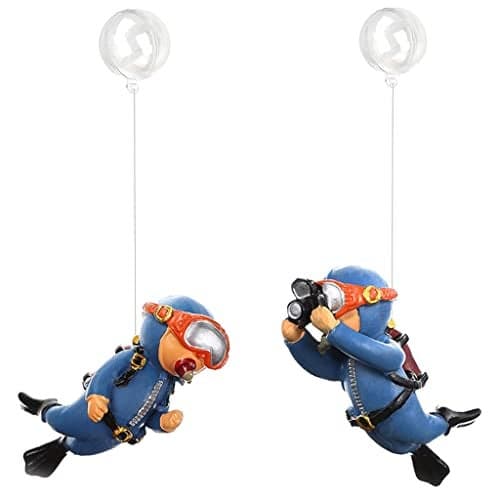 Qpets® Aquarium Floating Diver Decorative Items Resin Cute Cartoon Fish Tank Accessories 2 Pcs Blue 7cm Floating Ornament for Aquarium Landscape Decor