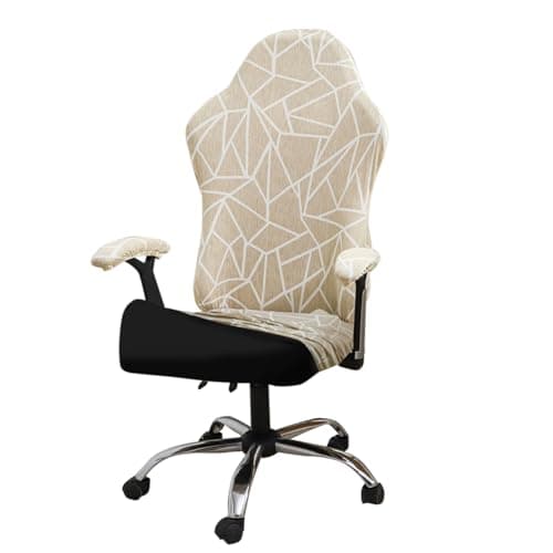 HOKIPO 'Elira Series' Gaming Chair Cover Elastic Computer Rotating Chair Seat Covers Slipcover, Beige Abstract Geometry (AR-5368-C3)