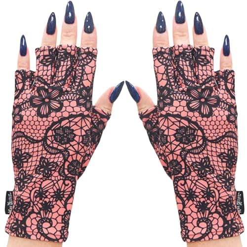 ManiGlovz - UPF 50+ UV Light Protective Nail Gloves | Gel Manicure Gloves and Anti UV Fingerless Gloves for Women | Can be Used as Sun Protection Gloves for Driving | Sugar and Spice