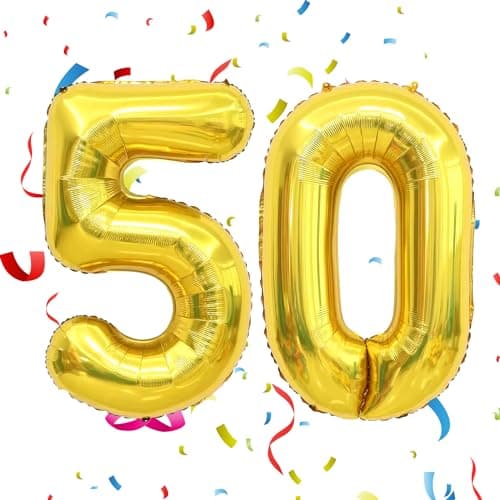50 Balloon Number 40 Inch Gold Giant Number Balloons 50th Anniversary Balloons 50th Birthday Balloons 50th Birthday Decorations for Her 50th Anniversary Balloons 50 Years Old Number Balloon Decoration