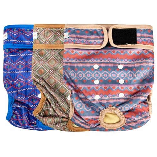 Langsprit Washable Female Dog Diapers - Doggie Reusable Diapers for Doggy Puppy Female in Period - Highly Absorbent Dog Heat Panties Plaid-1 S
