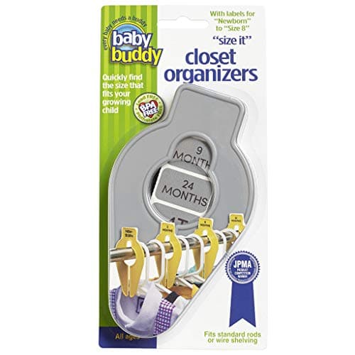 Size-It Closet Organizers by Baby Buddy - Baby Clothes Closet Dividers Nursery Clothing Organization for Babies and Kids, Newborn Up to Size 8, Clothes Divider for Closet, Gray, 5 Count