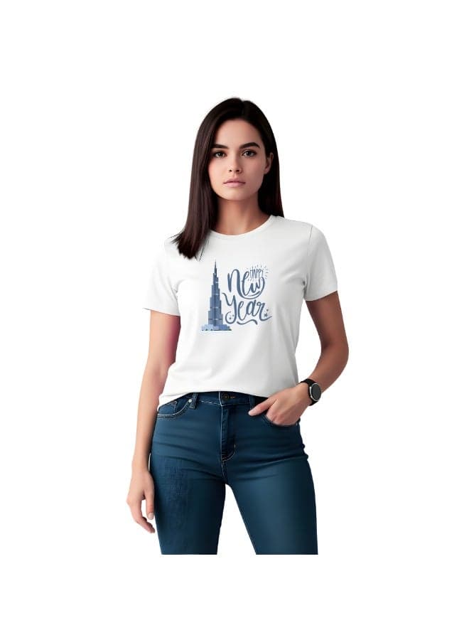 Happy New Year With Dubai Design Womens T-Shirt-Perfect Blend Of Fashion-Gift For Family And Friends