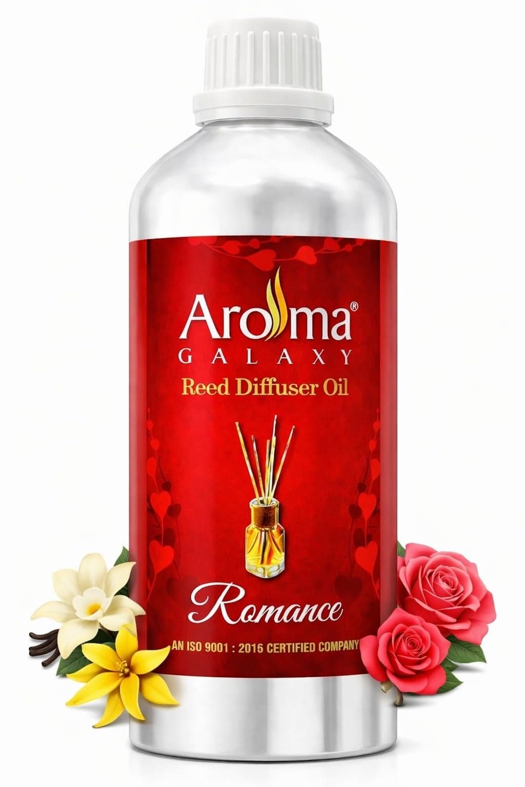 Aroma Galaxy Reed Diffuser Refill Oil 1ltr – Premium Long Lasting Fragrance Oil for Home, Office, Spa & Aroma Diffusers (Romance)