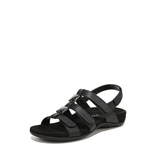 Vionic with Orthaheel Technology Women's Amber Black Croco Sandal 10 W