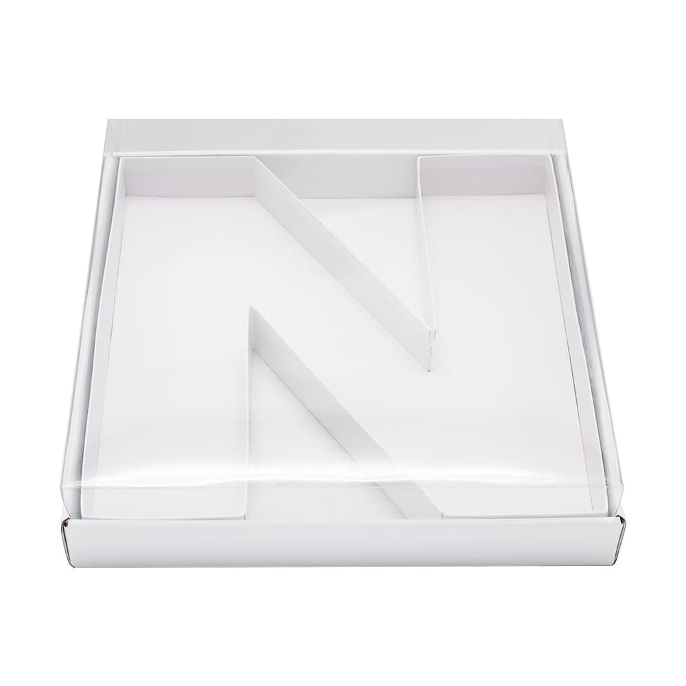 WENPACK 125 Cardboard Fillable Letter Shaped Mache Charcuterie Fillable Sweets Candy Dish Box with Clear Lid WhiteN