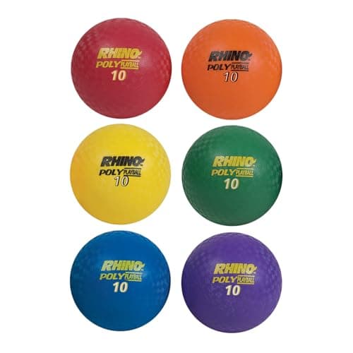 Champion Sports PX10SET Rhino Playground Ball Set 10 Diameter Rubber Assorted 6 BallsSet CSIPX10SET