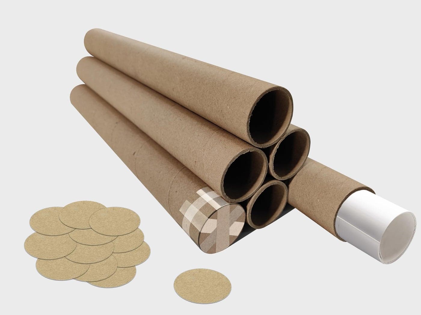 WallDesign Shipping Tube with End Caps (1.5 inch x 14 inch long) – Strong Paper Tube for Artwork, Posters, School Artworks, and Crafts – Ideal for Packing, Courier of Rolled Materials (6 Tubes)
