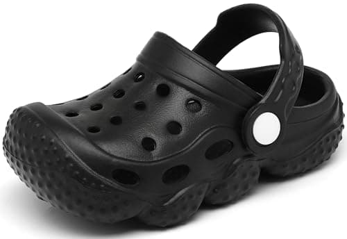 INMINPIN Kids Girls Boys Clogs Garden Shoes Toddler Slides Sandals Children Water Shower Beach Pool Slippers Indoor Outdoor,Little Kid 13,Black