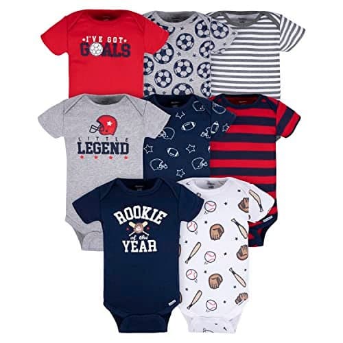 Gerber Baby Boys 8-Pack Short Sleeve Onesies Bodysuits Shirt, Sports Blue, 3-6 Months US