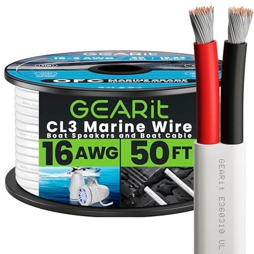 GEARit Speaker Wire 16 Gauge (50ft), Red/Black Speaker Cable 16AWG, Duplex 2-Conductor, Speaker Wires for Boat, RV, Camper, Trailer, Automotive, in-Wall and Outdoor Use