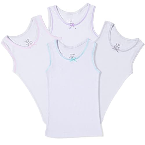 Buyless Fashion Tank Tops for Girls- Sleeveless Cami Tanks Cotton Undershirts for Dance Gymnastics Kids Toddler Size (4 Pack) - TW14-GW-7-8 White