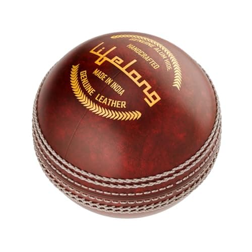 Lifelong Cricket Leather Ball | 4-Piece Hand-Stitched | Genuine Leather | Premium Lacquer Finish | High Abrasion Resistance | ICC Standard Weight 156g | Ideal for 20 Over Match & Training | Red