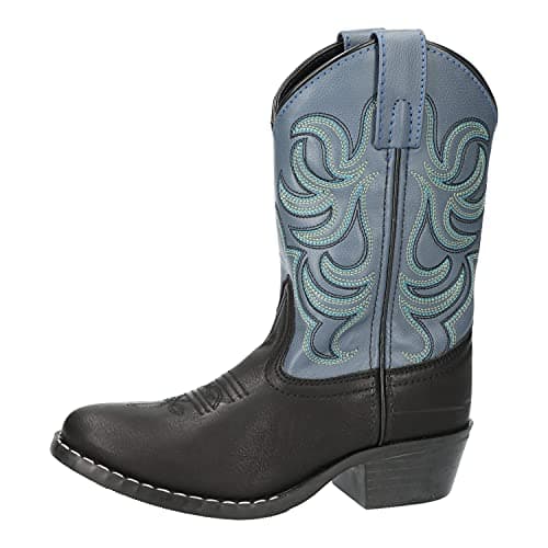 Smoky Mountain Boots Kids' Monterey Western Boot, Big Kids, Black/Blue, Medium, Size 5