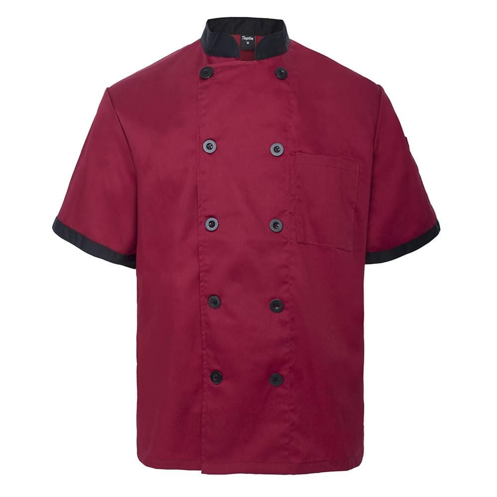 TopTie Unisex Short Sleeve Chef Coat Jacket, Red