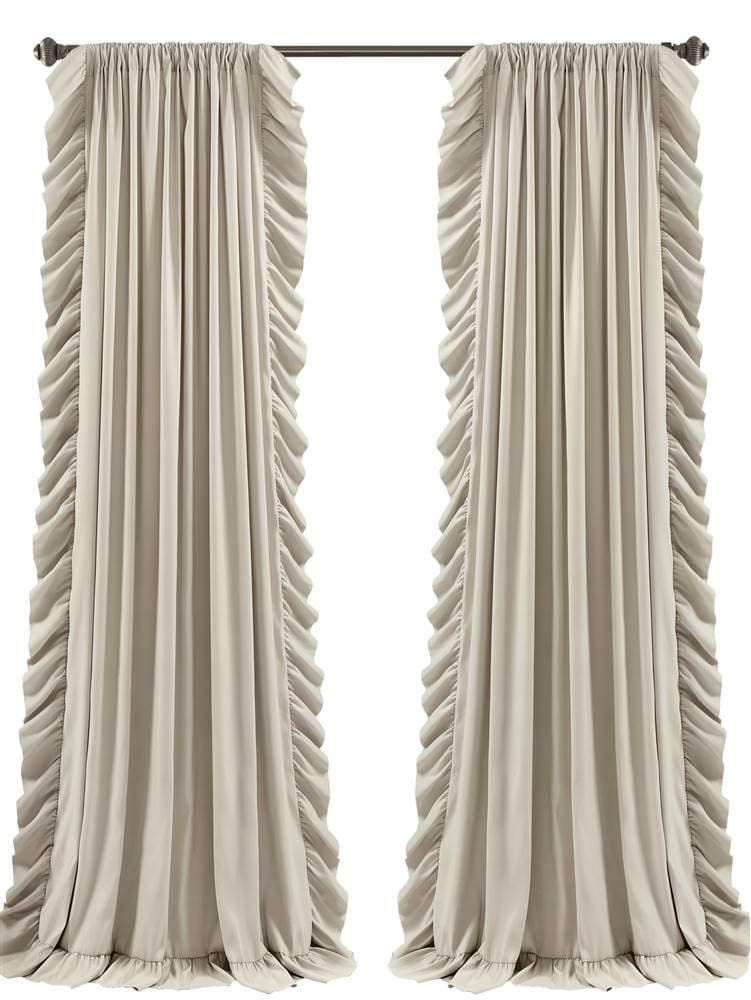 Lush Decor Reyna Ruffle Window Curtain Panel Set Pair 54 W x 84 L Wheat Flowy Curtain Set Romantic Ruffle Curtains for Bedroom Living room or Dining Room Farmhouse Cottage Home Decor