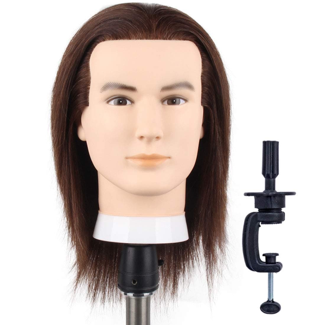 Male Mannequin Head with 100 Human Hair Haircut Training Head with Thick Hair Hairdresser Manikin Head Doll Head for Hair Styling and Practice Handsome Face Adult Head Size 810Inch 3B