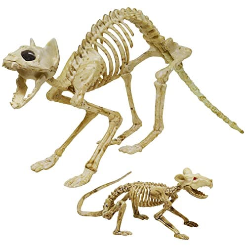 MEKBOK Halloween Decoration Skeleton Cat and Mouse Skeletons Skeleton Animal Courtyard Decoration and Reaper Skeleton Animals Skeleton Decor Suitable for Halloween IndoorOutdoor Parties