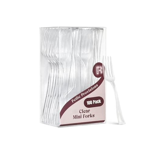 100 Pack Clear Mini Forks - 4 Inch Plastic Dessert Forks - Heavy duty Mini Forks For Appetizers, Tastings, Cocktails, Dessert Cups, BPA Free Small Clear Forks