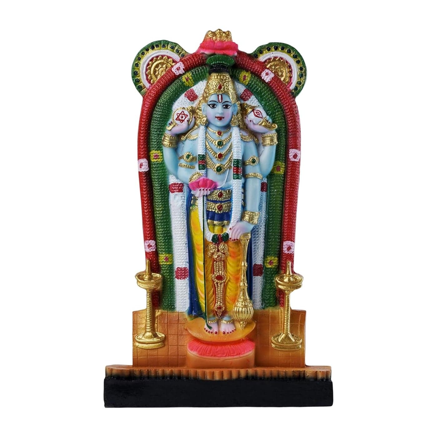 Newven Guruvayurappan Idol Showpiece Guruvayoor Krishna Statue Decorative Figurine for Home Decor Craft Gifts for House Warming for Living Room Multicolour 27 X 16 X 5 CM Resin Idol
