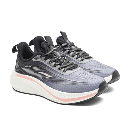 ASIAN Quantum W-104 Women’s & Girls Running Shoes | Lightweight, Breathable, Cushioned Sports Shoes for Walking, Jogging, Gym & Daily Comfort Wear (LGRYBLK) -UK 5