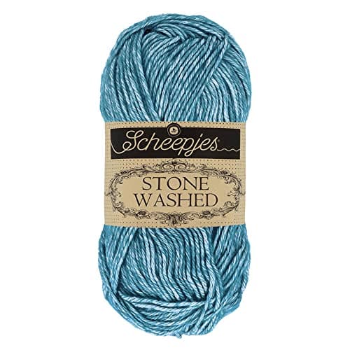 Scheepjes Stone Washed Yarn, Cotton-Acrylic Blend, 1.8 oz (50 g) Skein, Color 805 Blue Apatite
