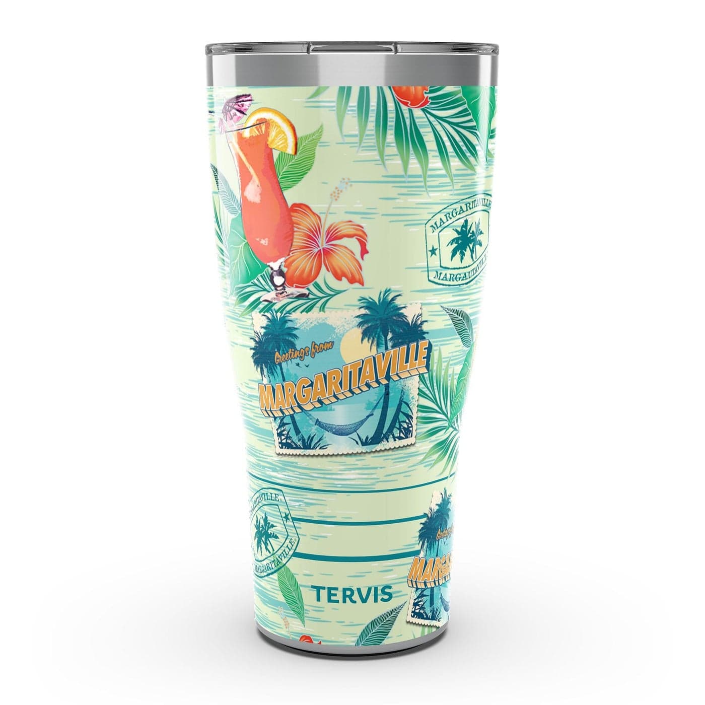Tervis Traveler Margaritaville Tropical Triple Walled Insulated Tumbler Travel Cup Keeps Drinks Cold Hot 30oz Stainless Steel