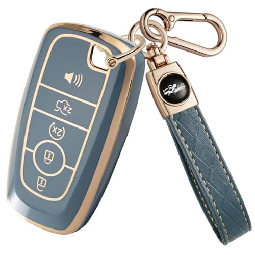 Cxopxoy Soft TPU for Ford Key Fob Cover with Keychain, Key Case Shell Full Protection for F150 F250 F350 Maverick Mustang Explorer Fusion Escape Edge Bronco Accessories, 2018-2026, Blue