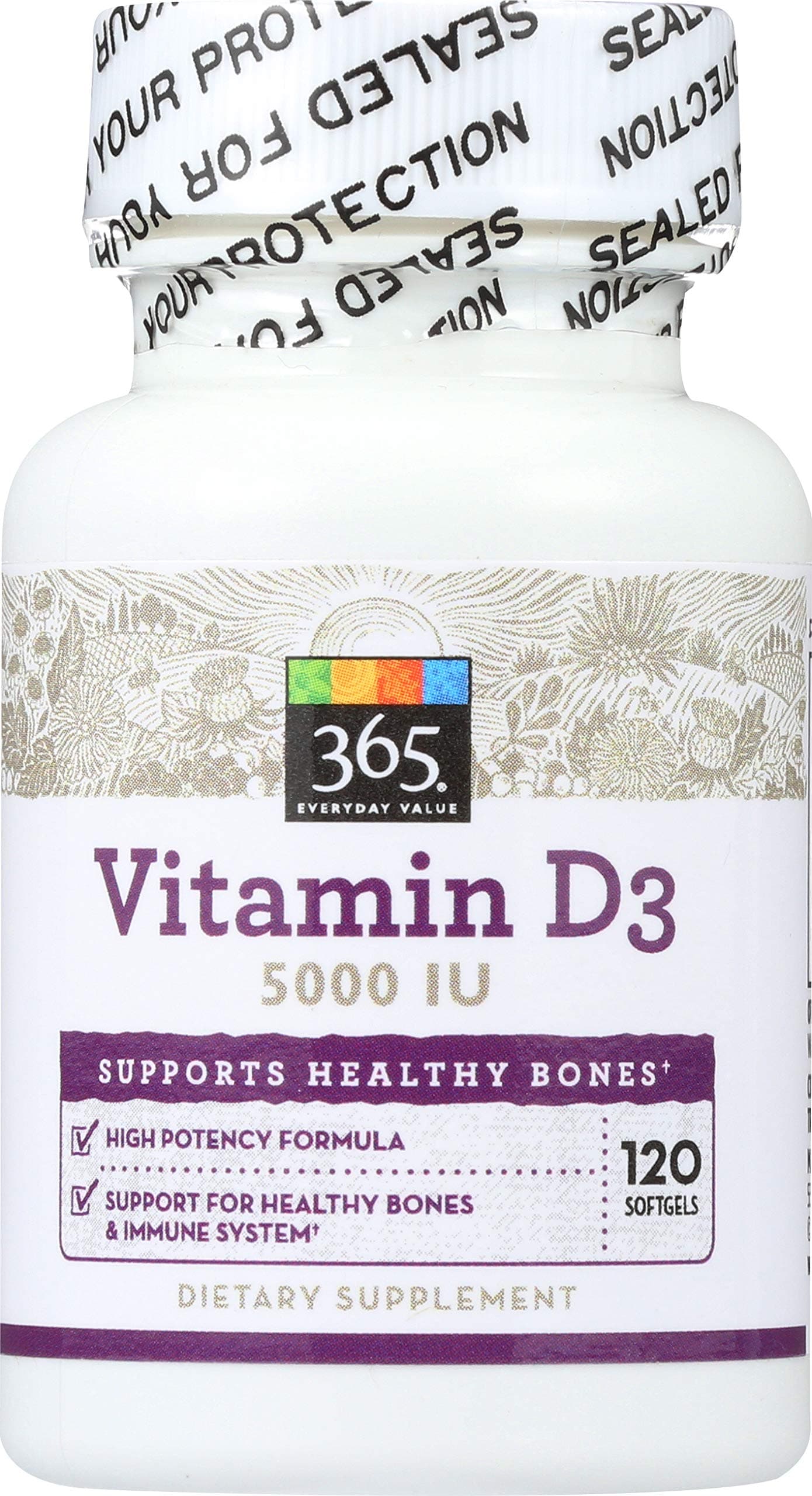 365 by Whole Foods Market Vitamin D3 5000 IU 120 ct