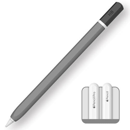 TRONWIN Apple Pencil Pro caseClassic Pencil Design CoverSilicone Apple Pencil 2nd Generation casePerfect Grip Apple Pencil Pro Sleeve Grey