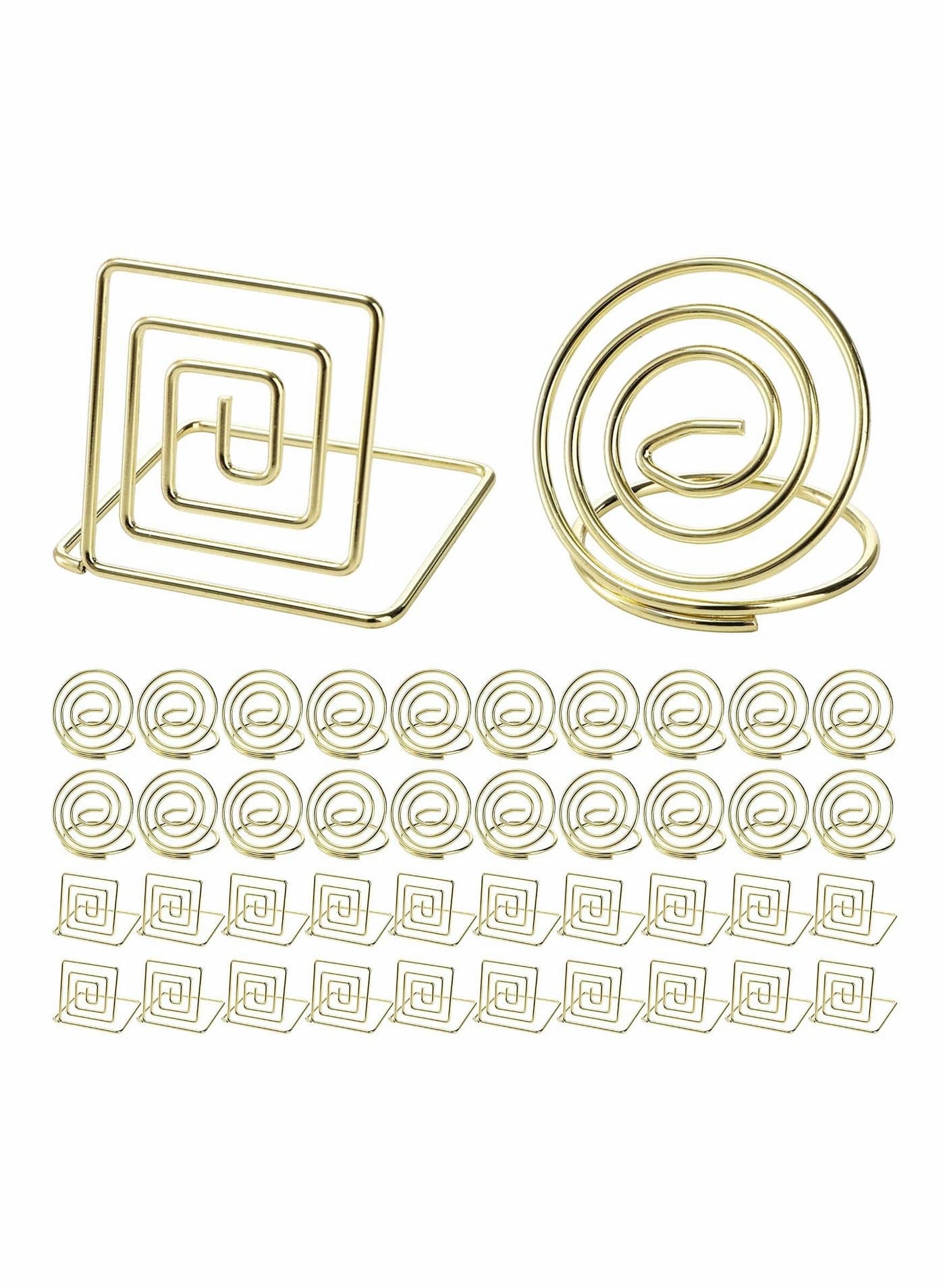 40 Pack Place Card Holders, Small Table Card Holder, Table Number Holder, Name Card Memo Note Holder, Wire Picture Photo Clip Stands, Great for Weddings, Dinner Parties, Buffets, Gold