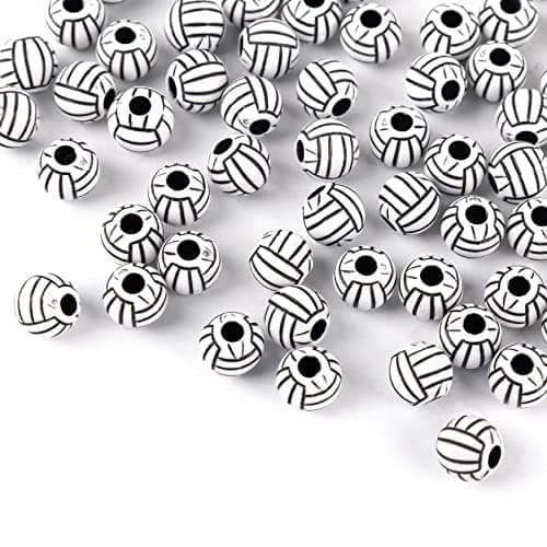 AUEAR 100 Pack Volleyball Beads 12mm for Sport Jewelry Making Necklace Bracelet Craft Decoration Accessories