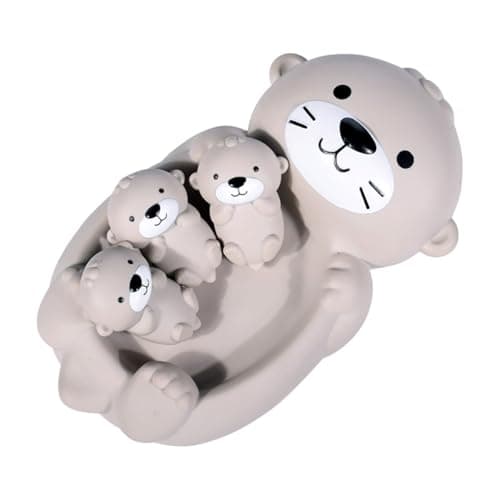 Miracland Otter Bath Toy Set Mother and 3 Baby Otters Lovely Family Tub Toy ParentChild Floating Water Toy Soft Squeeze Bathtub Toy for Babies
