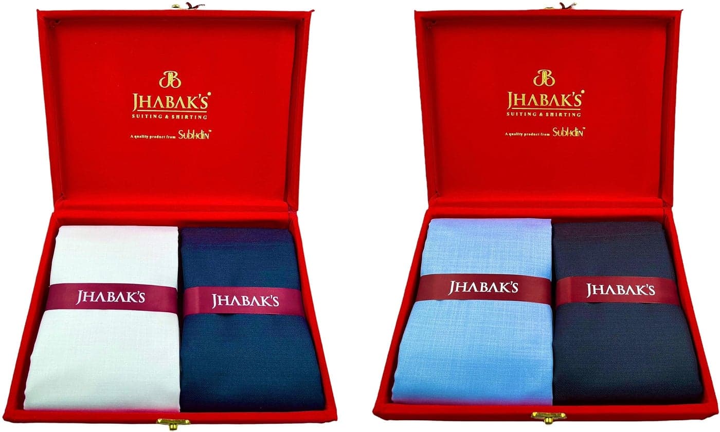 JHABAK'S Unstitched Cotton Blend Shirt & Trouser Fabric Solid - 2.25m Shirt Cloth- 1.20m Pant Piece (Pack of 2)