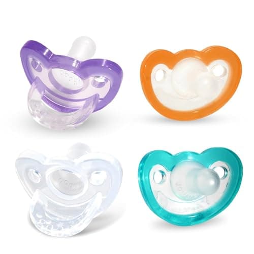 RaZbaby Jollypop Pacifier for Babies 3 Months and Up USA Made Natural Shaped Orthodontic Binky Lovingly Shared in NICUs Hospitals Worldwide MedicalGrade 100 BPAFree 03m Variety 4 Count