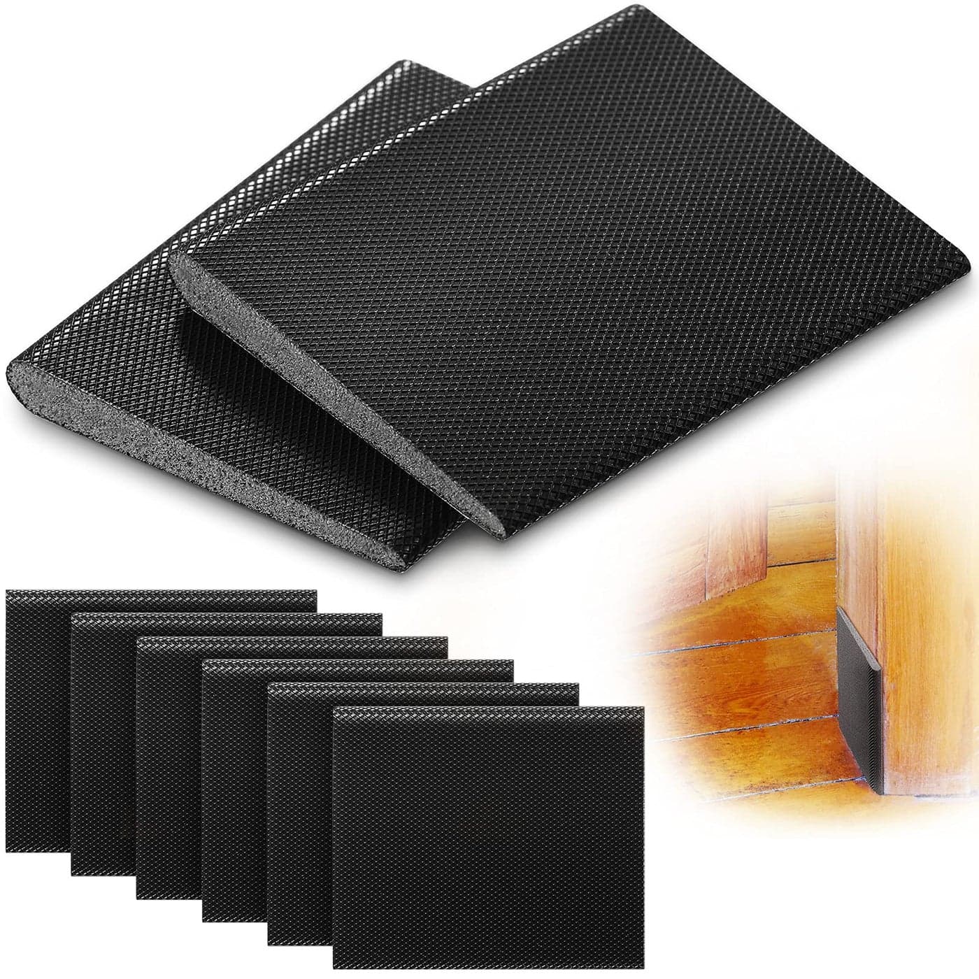 Jetec 6 Peices SelfAdhesive Door Corner Seals Gap Filler Seal Strip Weather Stripping Draft Stopper Door Frame Seal Corner Foam for Weather Protection Isolation of NoiseBlack