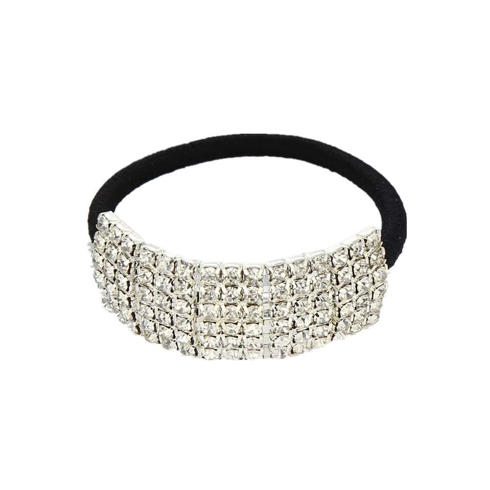 Xiwstar Hairband Fashion Bling Crystal Rhinestone Hair Ties for Women Girls Silver 1 Count Pack of 1