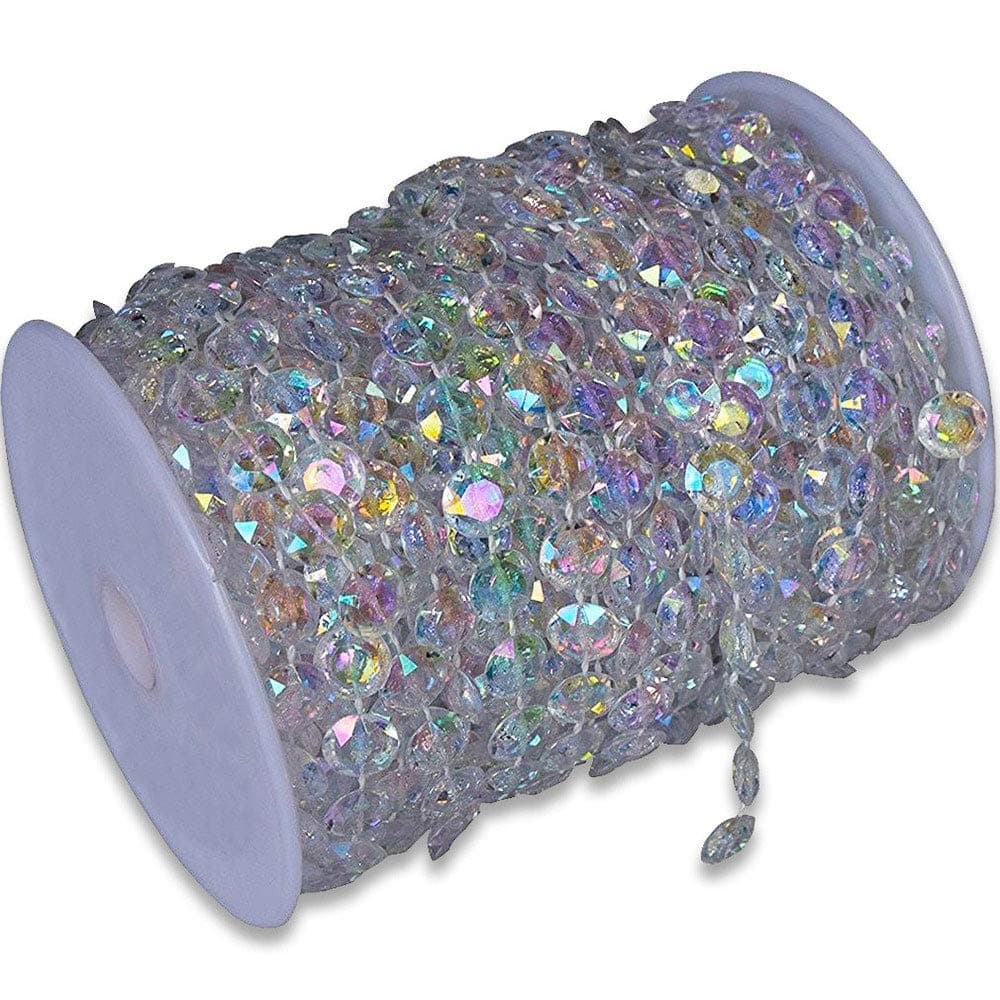 SKY CANDYBAR 99FT DIY Garland Diamond Acrylic Crystal Beads Strand Shimmer Wedding Decorations Party Decoration Crafting Projects Iridescent