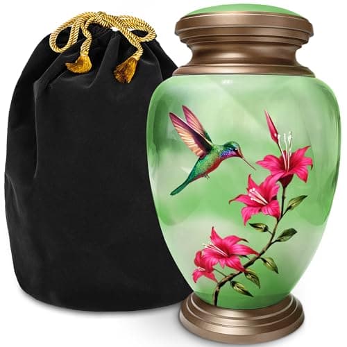 Everlight Memorials Green Hummingbird Cremation Urn for Women — Large Memorial Urn for Human Ashes — A Tribute of Peace, Renewal & Everlasting Love (Adult)