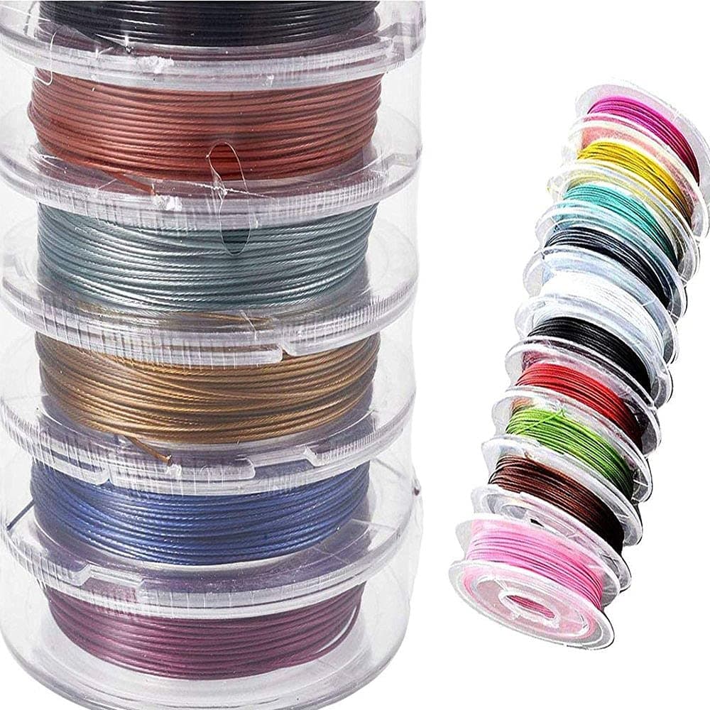 Diy Crafts 13672 Ft Tiger Tail Beading Wires Bright Bead Stringing Wires Stainless Steel Color 10 Roll 10 10 Color Tiger Tail Wire Rolls Multicolor