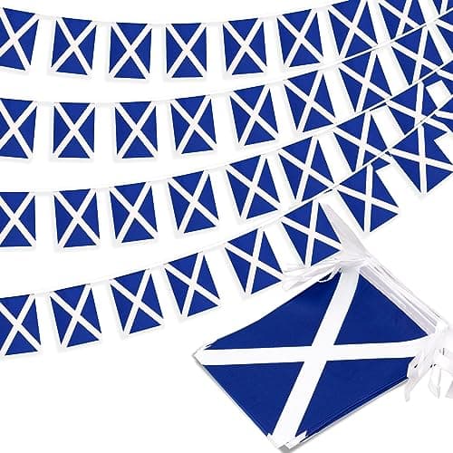 Scotland String Flag Pennant Banner, Small Mini Scottish Flags Bunting Banner, St. Andrew's Day National Country Decoration for School, Party, Sports Events, Patriotic Festival, 33 Feet 30 Flags
