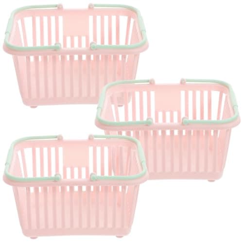 Toddmomy Small Plastic Storage Basket with Handles 629X511X314In Compact Tote for Toy Storage Kitchen Fruits Bathroom Supplies and Desktop Organization Set of 3