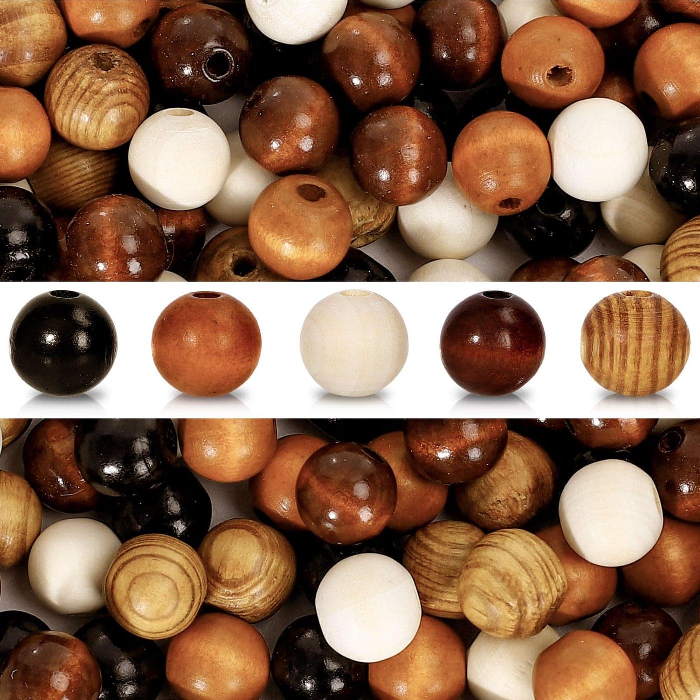 Whaline 240Pcs Farmhouse Rustic Fall Wood Beads Natural Round Wooden Beads Colorful Wood Beads with Hemp Rope Handmade Polished Boho Beads for Home Decor DIY Crafts Bracelet Necklace Making Supplies
