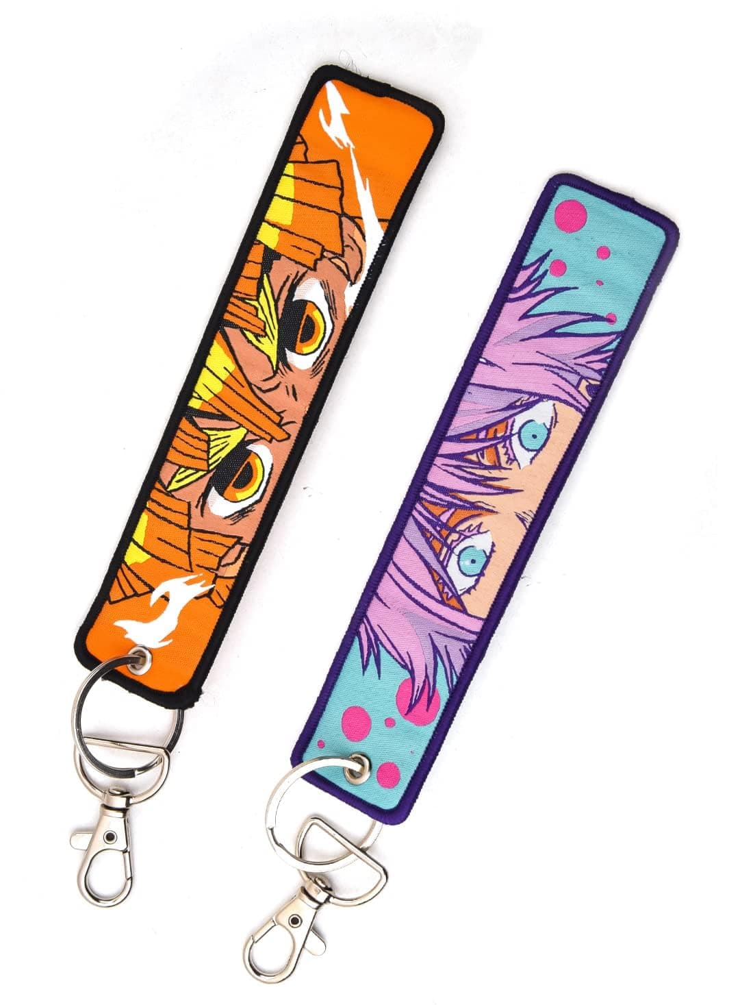 ComicSense.xyz Six Eye Sorcerer, Thunder Slayer Anime Woven Keychain for Bag Bike Car Collectible - Pack of 2