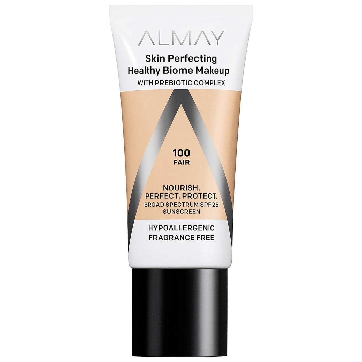 Almay Skin Perfecting Healthy Biome Foundation Makeup with Prebiotic Complex SPF 25 Hypoallergenic Fragrance Free 100 Fair 1 fl oz