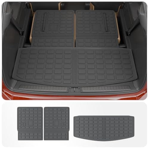 Thinzyou Cargo Mat Compatible with 2020-2025 Ford Explorer Trunk Mat Cargo Liner Seat Back Cover Protector TPE All Weather Trunk Liners 2024 Explorer Accessories (Trunk Mat + Backrest Mats)