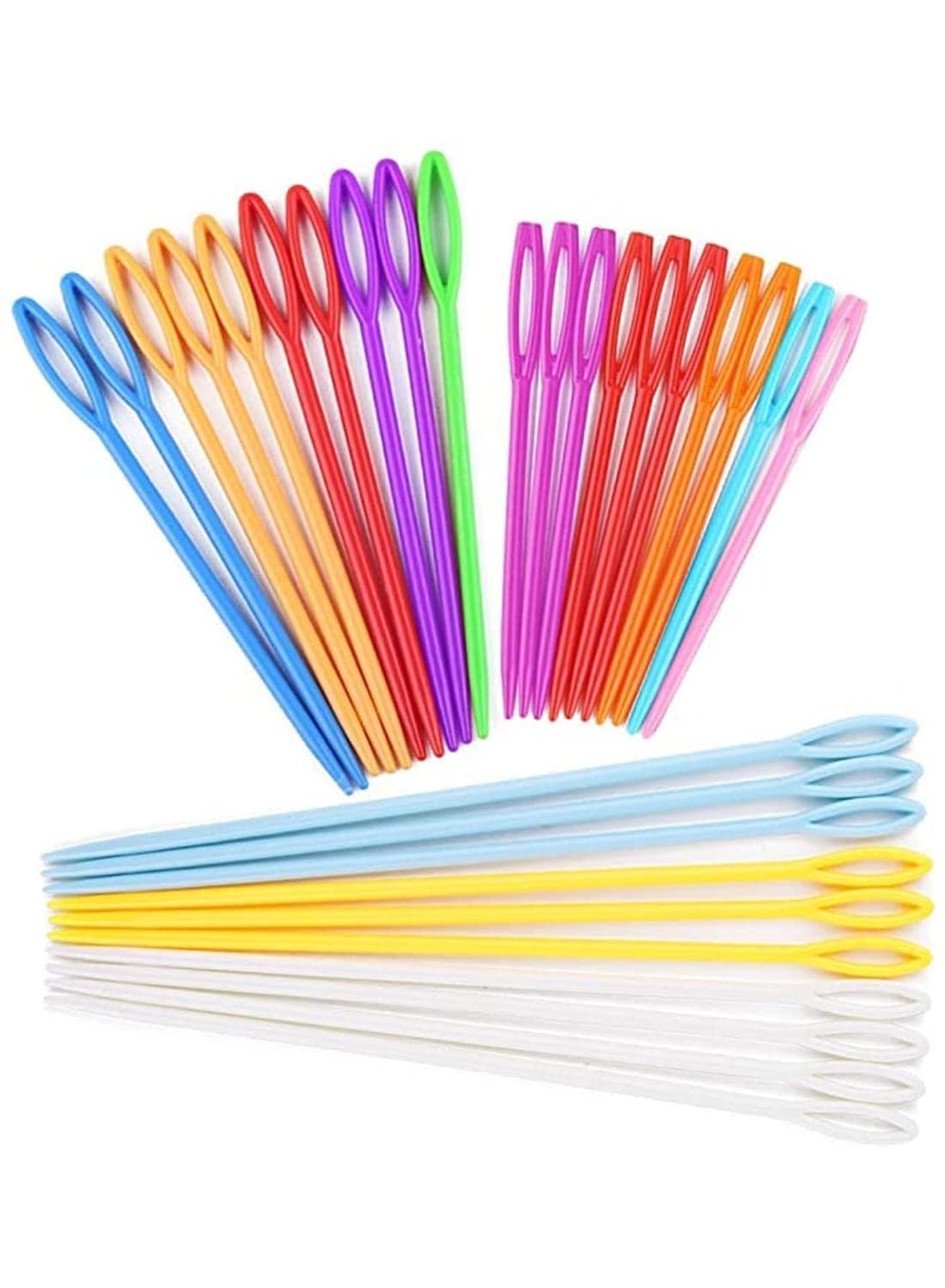 30 Pack Big Eye Plastic Lace Needles for Crafts, Knitting, Learning and Sewing