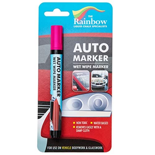 Window Markers for Glass Washable Car Window Paint Pen- Dry Erase Liquid Chalk Marker Car Decorations on All Surfaces, Tire, Windshield - Auto Marker, Autowriter, Rain Resistant (Pink, Fine Tip)