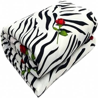 CK CREATION Polyester AllWeather 120 GSM Printed Lightweight Reversible AC Dohar Blanket Quilt White Zebra red Flower Print Single